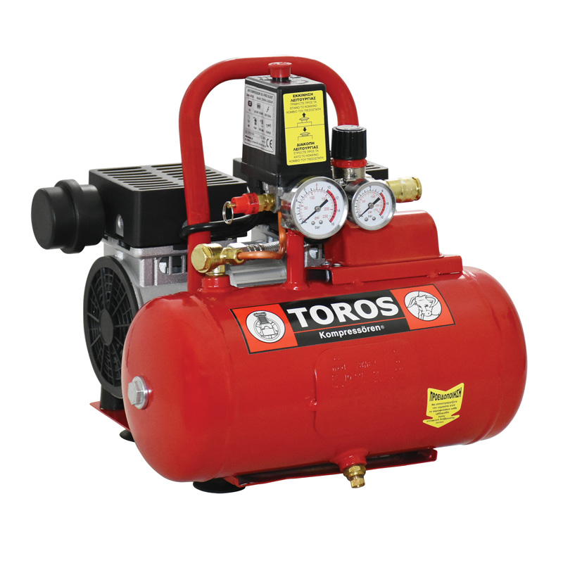 6Lt 0.75HP Αεροσυμπιεστής Χαμηλού Θορύβου - TOROS 40150 (Oil Free - Silent Type)