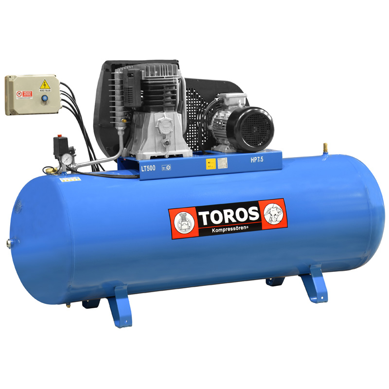 500Lt 7.5HP Αεροσυμπιεστής με Αστεροτρίγωνο - TOROS 602022 (Τριφασικός - Blue Line - 11 Bar)