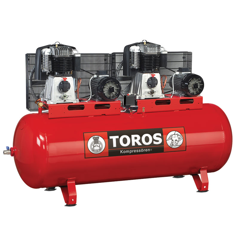 500Lt 15HP (2x7.5HP) Αεροσυμπιεστής Tandem - TOROS 602072 (Τριφασικός - 2xΚεφαλές BK119)