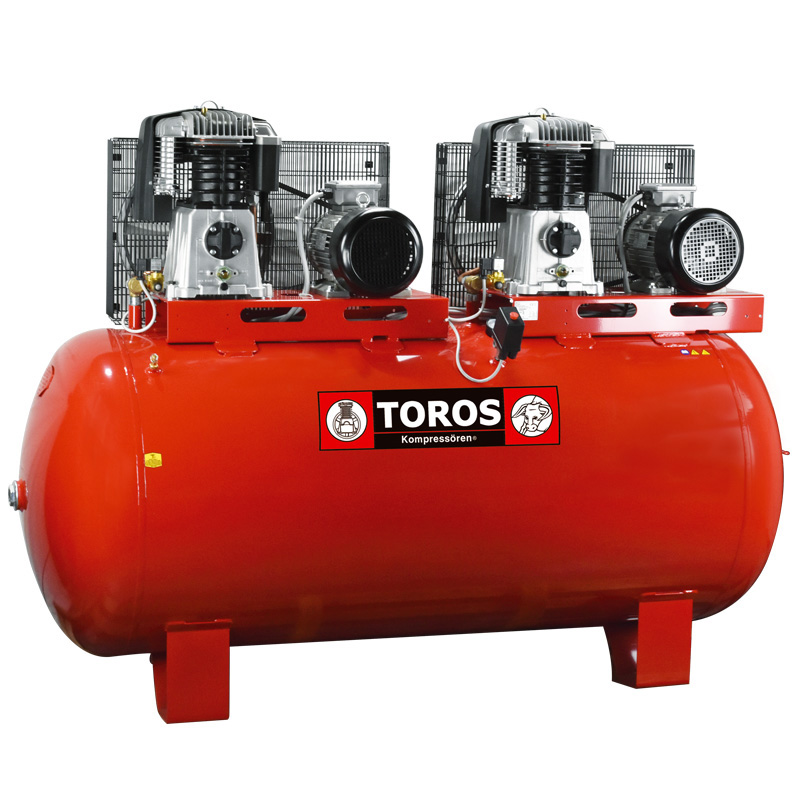 900Lt 20HP (2x10HP) Αεροσυμπιεστής Tandem - TOROS 602075 (Τριφασικός - Κεφαλές BK120)