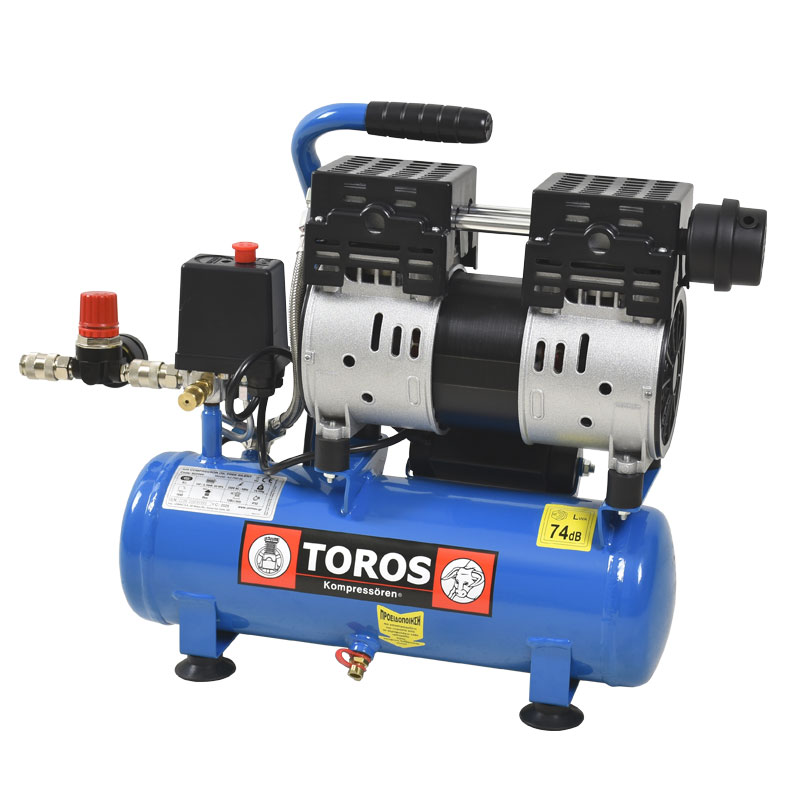 6Lt 1HP Αεροσυμπιεστής Χαμηλού Θορύβου - TOROS 602086 (Brushless - HEPA Filter)