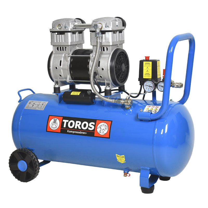 50Lt 2HP Αεροσυμπιεστής Χαμηλού Θορύβου - TOROS 602088 (Brushless - Oil Free)