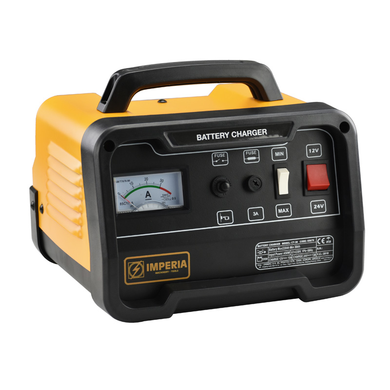 30A 12V/24V Φορτιστής Μπαταριών Μολύβδου CT-30 - IMPERIA 65679 (450W - Με Αμπερόμετρο)