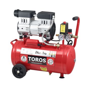24Lt 1HP Αεροσυμπιεστής Χαμηλού Θορύβου - TOROS 40151 (Brushless - Oil Free)