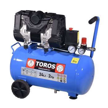 24Lt 2HP Αεροσυμπιεστής Semi-Silent (Oil-Free) - TOROS 602089 (10 Bar - High Flow)