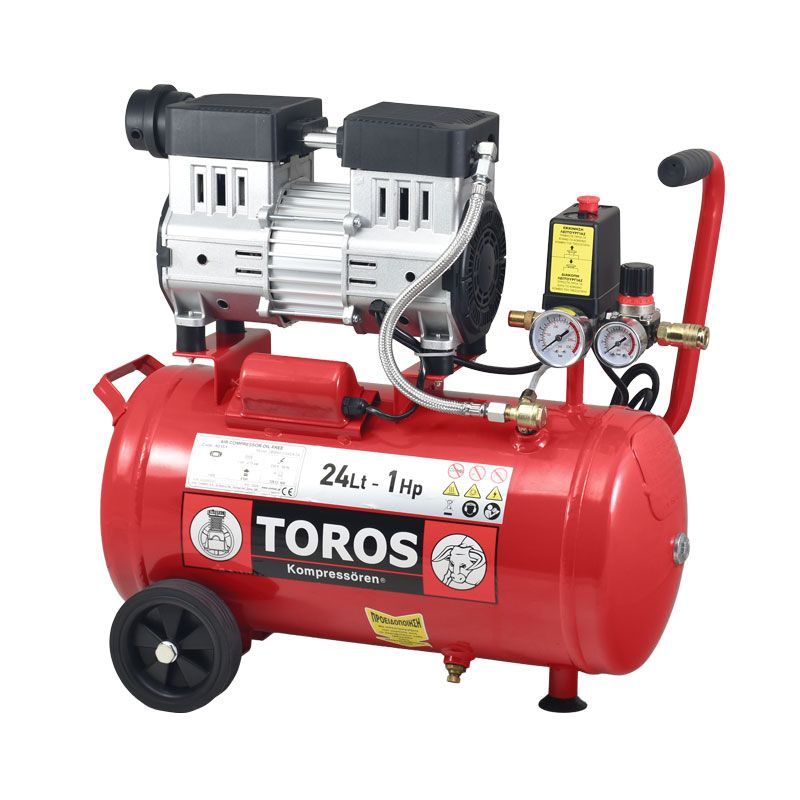 Φωτογραφία από 24Lt 1HP Αεροσυμπιεστής Χαμηλού Θορύβου - TOROS 40151 (Brushless - Oil Free)